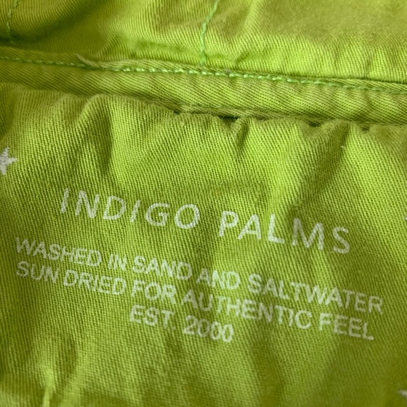 INDIGO PALMS White with lime green lining 1/4 zip front light sweatshirt-MED - Picture 7 of 9